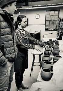Ceramic artist in studio