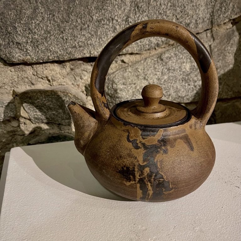 Wood ash glazed ceramic teapot